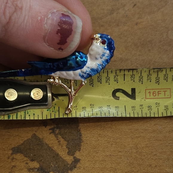Vintage Blue & White Enamel Bird Brooch or Pin - Picture 3 of 8